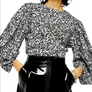 Topshop Animal Print Balloon Top